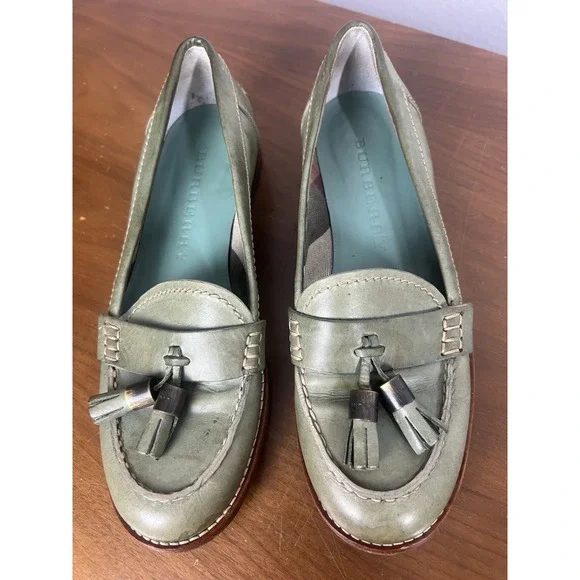 BURBERRY WOMENS LEATHER LOAFERS Green Tassel SHOES EU 36.5 ITALY - Picture 8 of 17